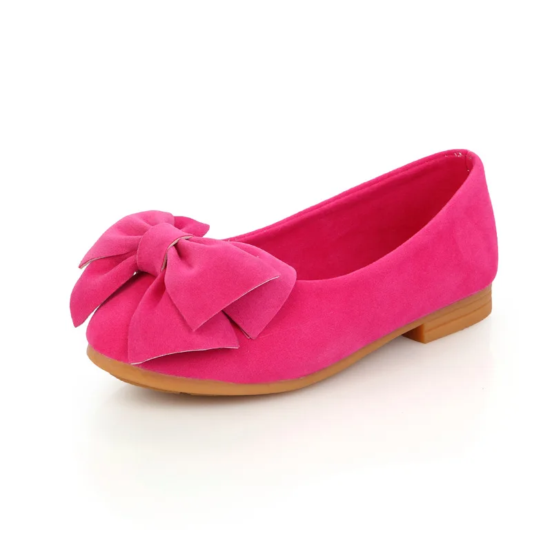 Обувь для девочек из нубука ярких цветов с бантом Модная повседневная замшевая