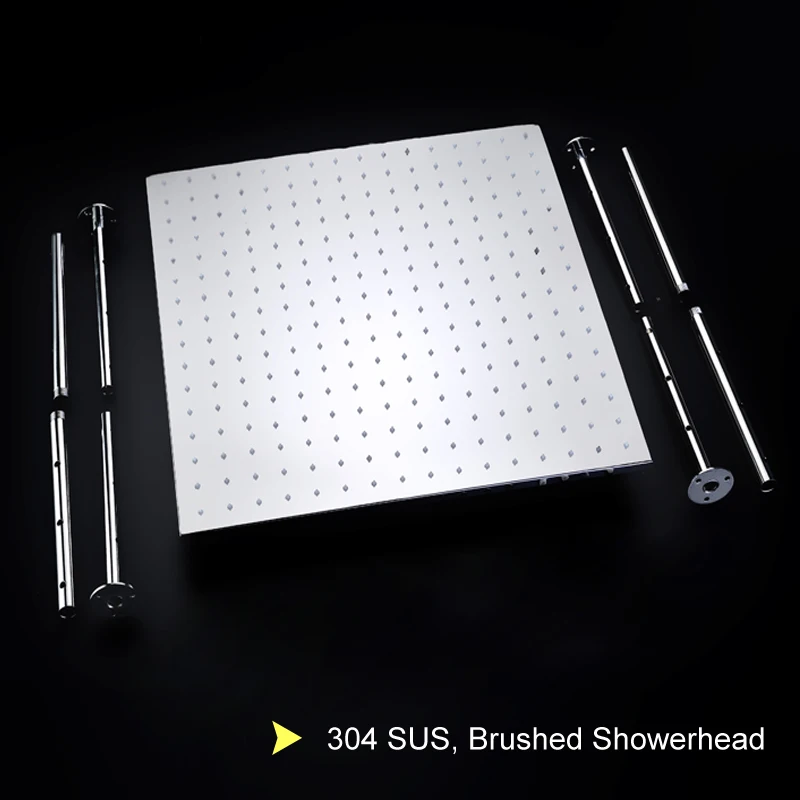Modern Hotel 20 Inch Shower Head Ceiling Rainfall Shower Panel 304 Stainless Steel Brushed Top Water Massage