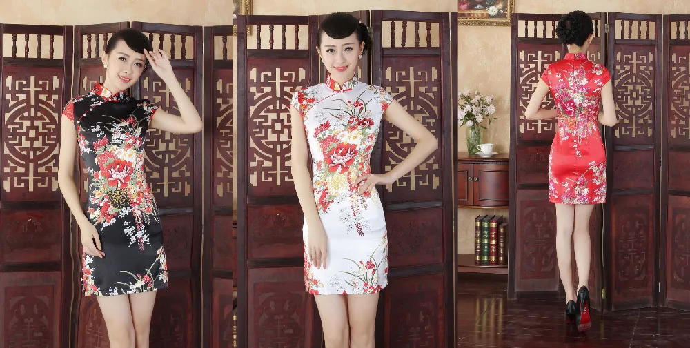 Шанхай история искусственный шелк Cheongsam Брендовые платья с разрезами по бокам и