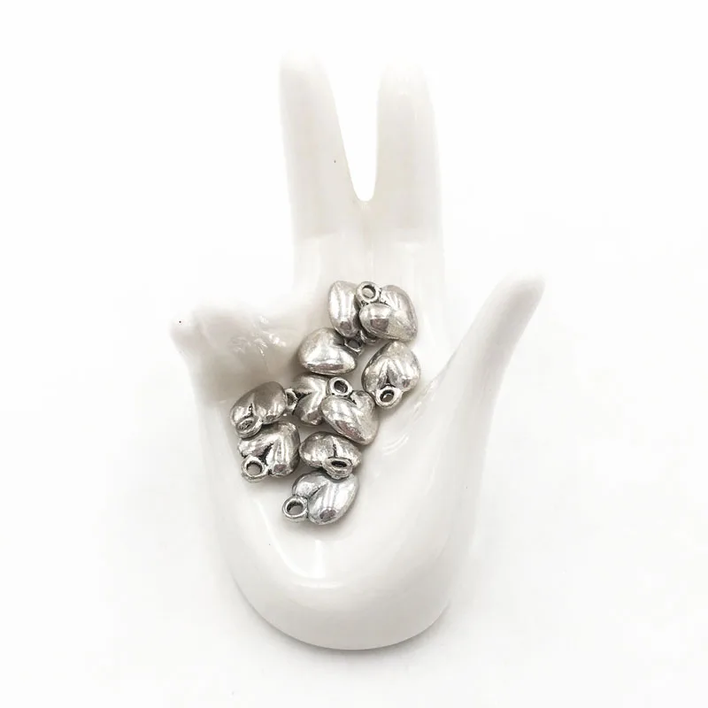 LEENAHAR-10pcs винтажная антикварная серебряная металлическая подвеска в форме сердца