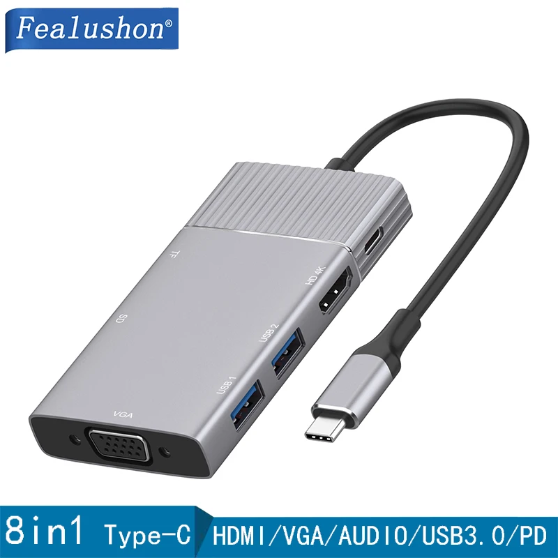 Док станция с разъемом типа C HDMI VGA USB хаб для ноутбуков Macbook Pro HP DELL Surface Lenovo