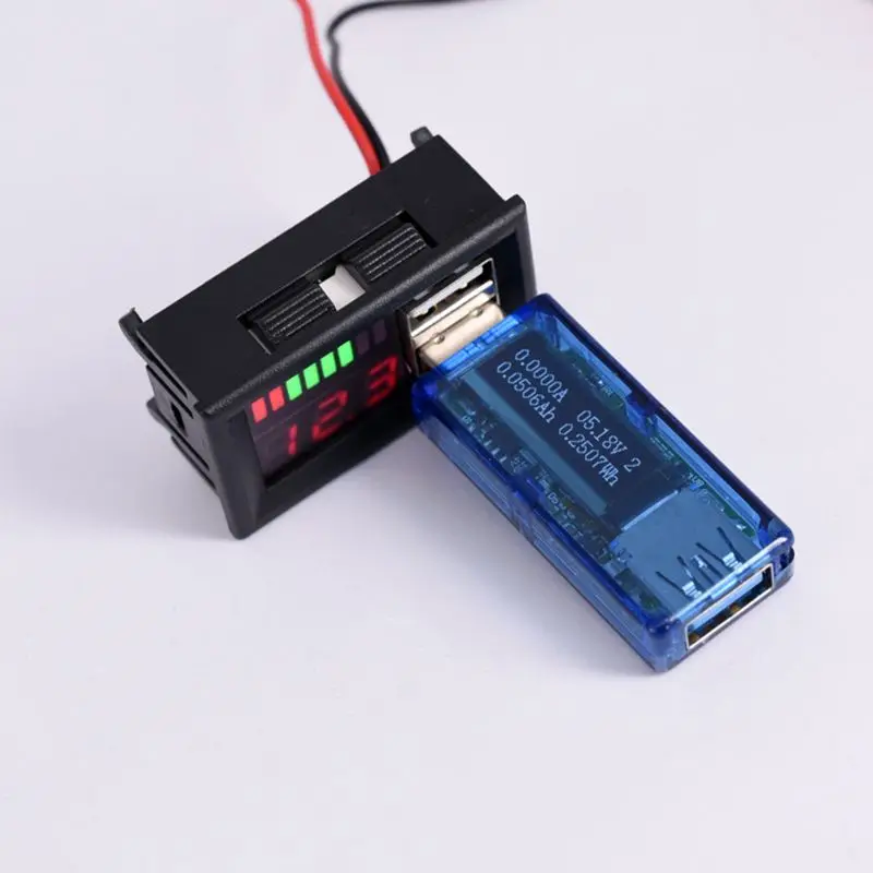 Red LED Digital Display Voltmeter Mini Voltage Meter Battery Tester Panel For DC 12V Cars Motorcycles Vehicles USB 5V2A output |