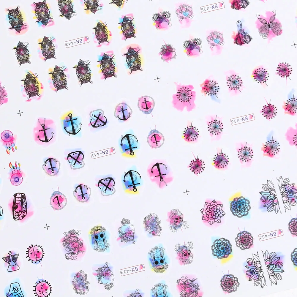 1 набор разноцветных наклеек с изображением животных/цветов/Ловца снов