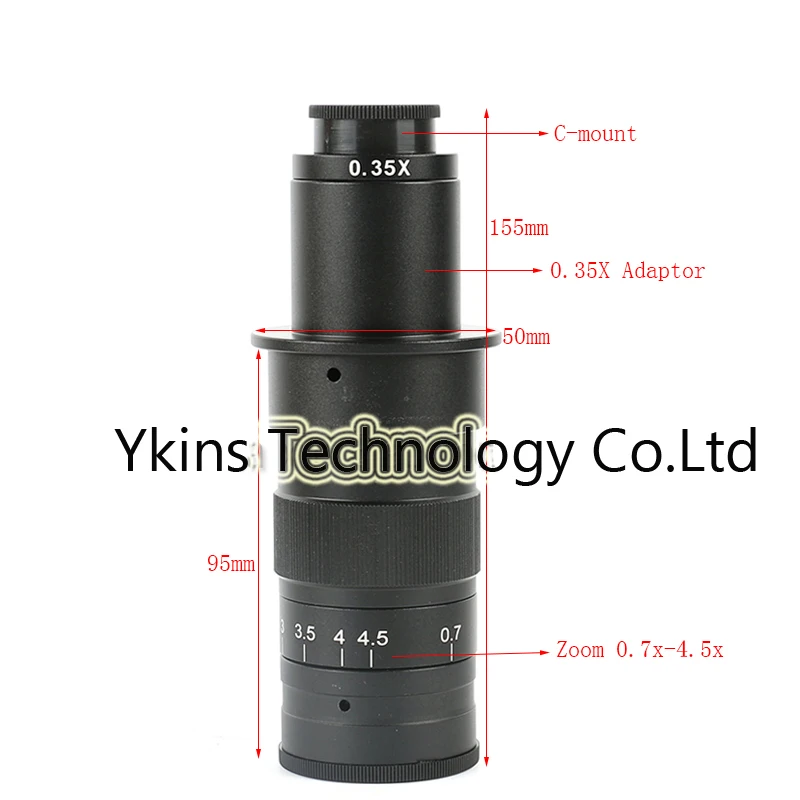 10X-180X 300X зум c-монтажный объектив 0.7X до 4.5X увеличение 25 мм для CCD CMOS промышленных видеокамер микроскопа