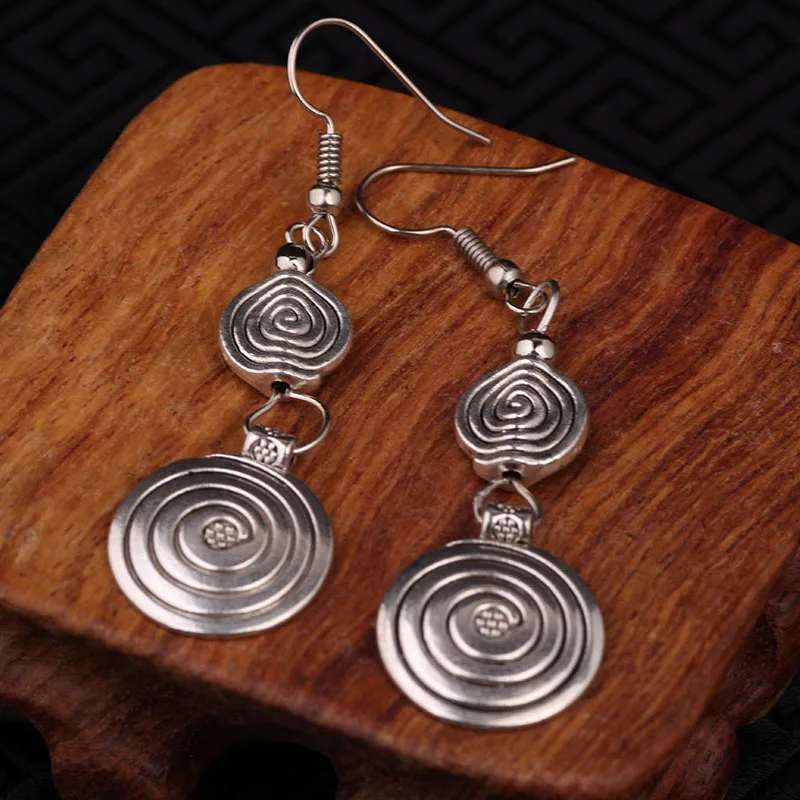 DIY винтажные металлические висячие серьги в тибетском стиле новое китайское