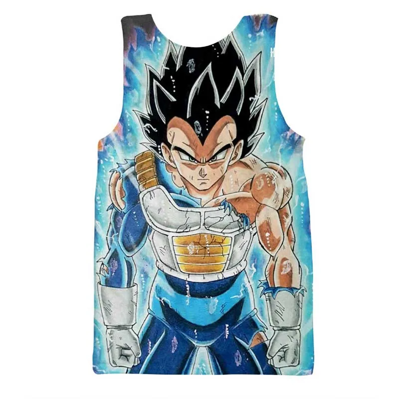 Аниме Dragon Ball Z мужские летние Майки Топы Супер Саян Гоку белый Бог Вегета Dragon Ball майка для занятий бодибилдингом Спортивная одежда для фитнеса