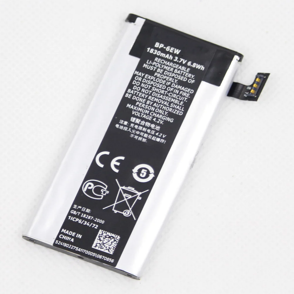 

10 шт./Лот Мобильный телефон Аккумулятор для Nokia BP-6ew Phone Battery для Nokia Lumia 900 N900 Lumia900 BP6ew 1830mAh Battery