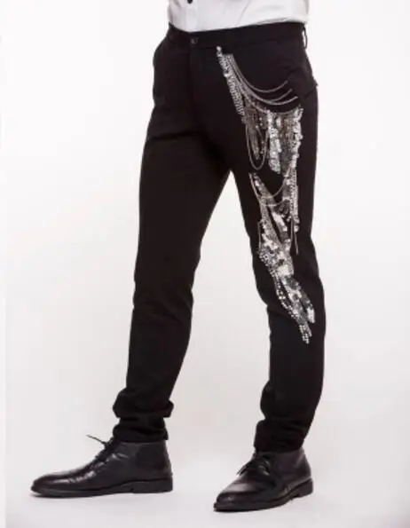 M-3XL новинка 2019 мужские женские брюки певица DS DJ модные штаны Гарун с блестками