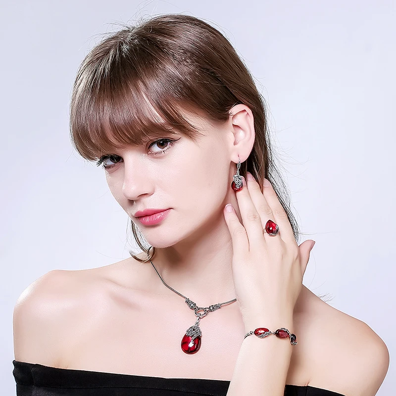 EDI гранатовые Кулоны из серебра 925 пробы в форме цветка 4 6*2 3 см ожерелье