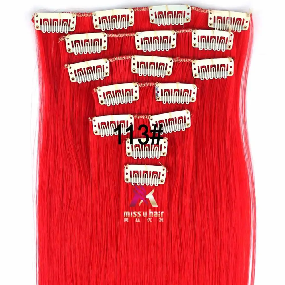 W2-A17 Miss U Hair 2" 130 г-135 г женский длинный прямой синтетический зажим на наращивание волос штук 7 шт./компл. Термостойкое волокно - Цвет: W2-A17