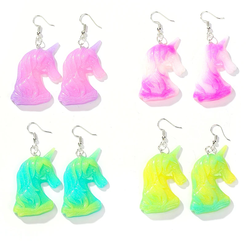 1 пара модные серьги капельки с градиентом единорога полимерная серьга для