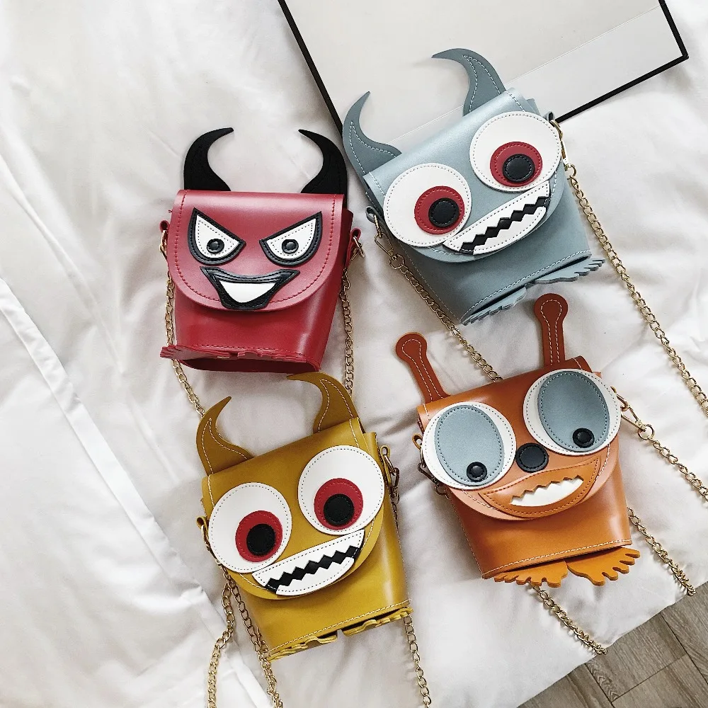 2019 женская дизайнерская сумка моды личности мультфильм Monster Shoulder мессенджер для