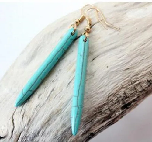 Женские винтажные серьги в богемном стиле простые синего цвета с геометрическим