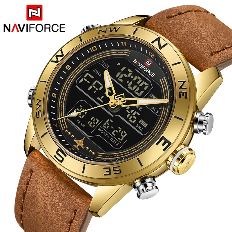 Часы наручные NAVIFORCE Мужские Цифровые Спортивные кварцевые аналоговые с