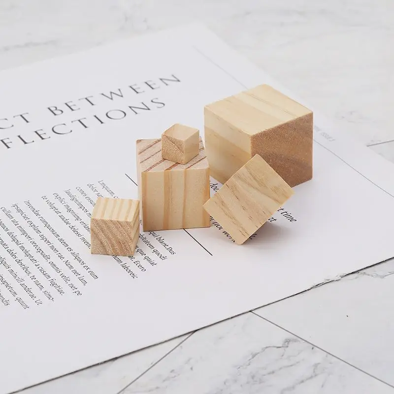 Деревянные квадратные блоки необработанные деревянные кубики из цельного