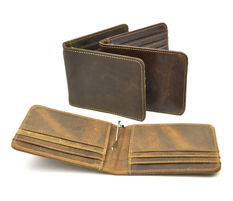 Новинка 2016 высокое качество Мужской винтажный кошелек из натуральной кожи