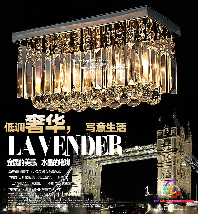 Потолочный светильник светодиодный прямоугольный прозрачный K9|luminaria led|modern