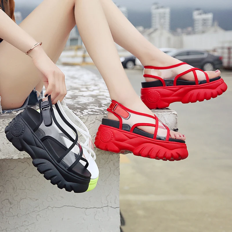 Новинка модные летние женские кроссовки сандалии-гладиаторы обувь на танкетке