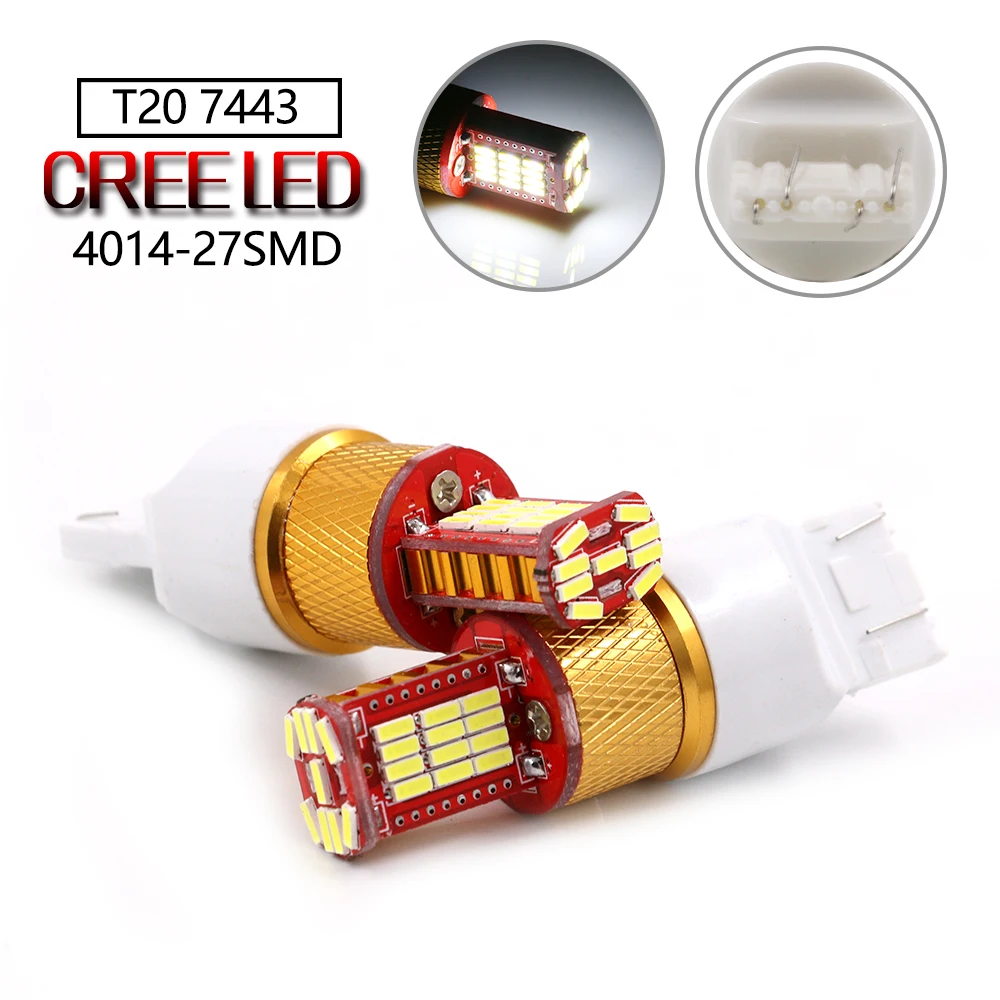 2xhigh Bright T20 7443 580 27LED Cree Chip SMD4014 Поворотная стоп-лампа Тормозная Светодиодная лампа