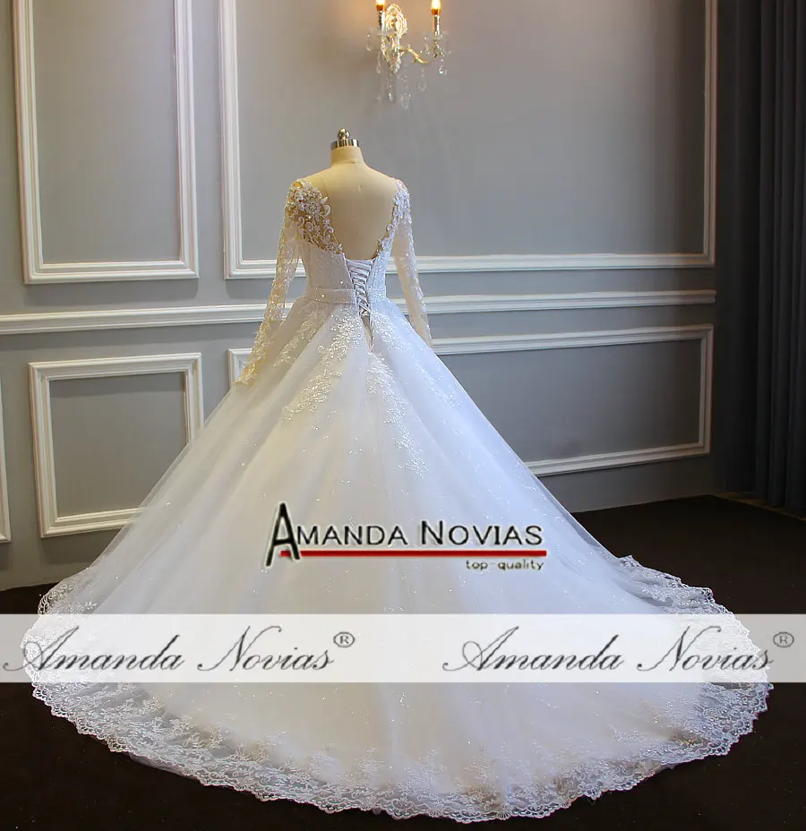 Потрясающее кружевное свадебное платье с длинными рукавами бальное vestido de noiva