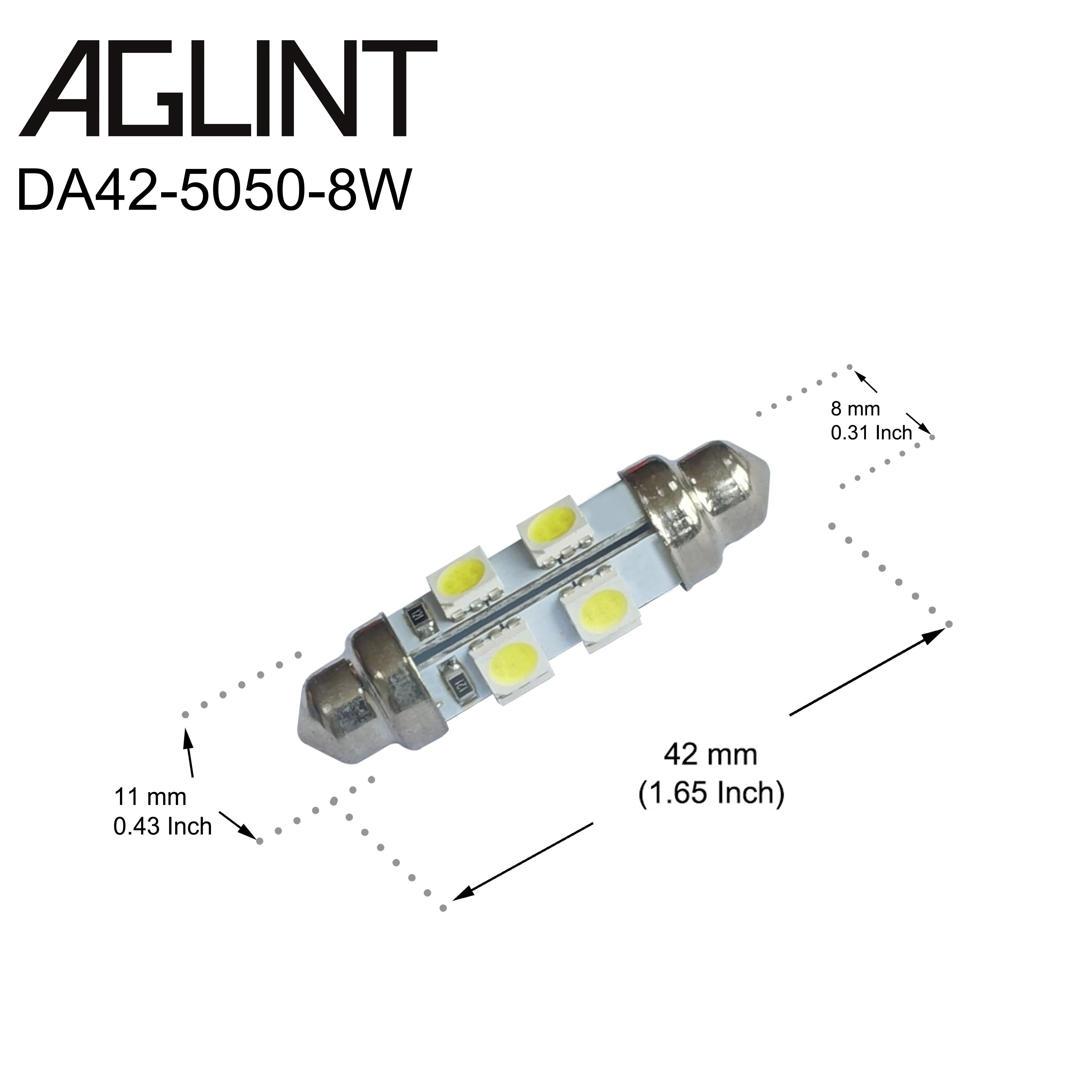 AGLINT 100 шт./лот оптовая продажа с фабрики светодиодный гирлянда C5W 41 мм 42 8 SMD 5050