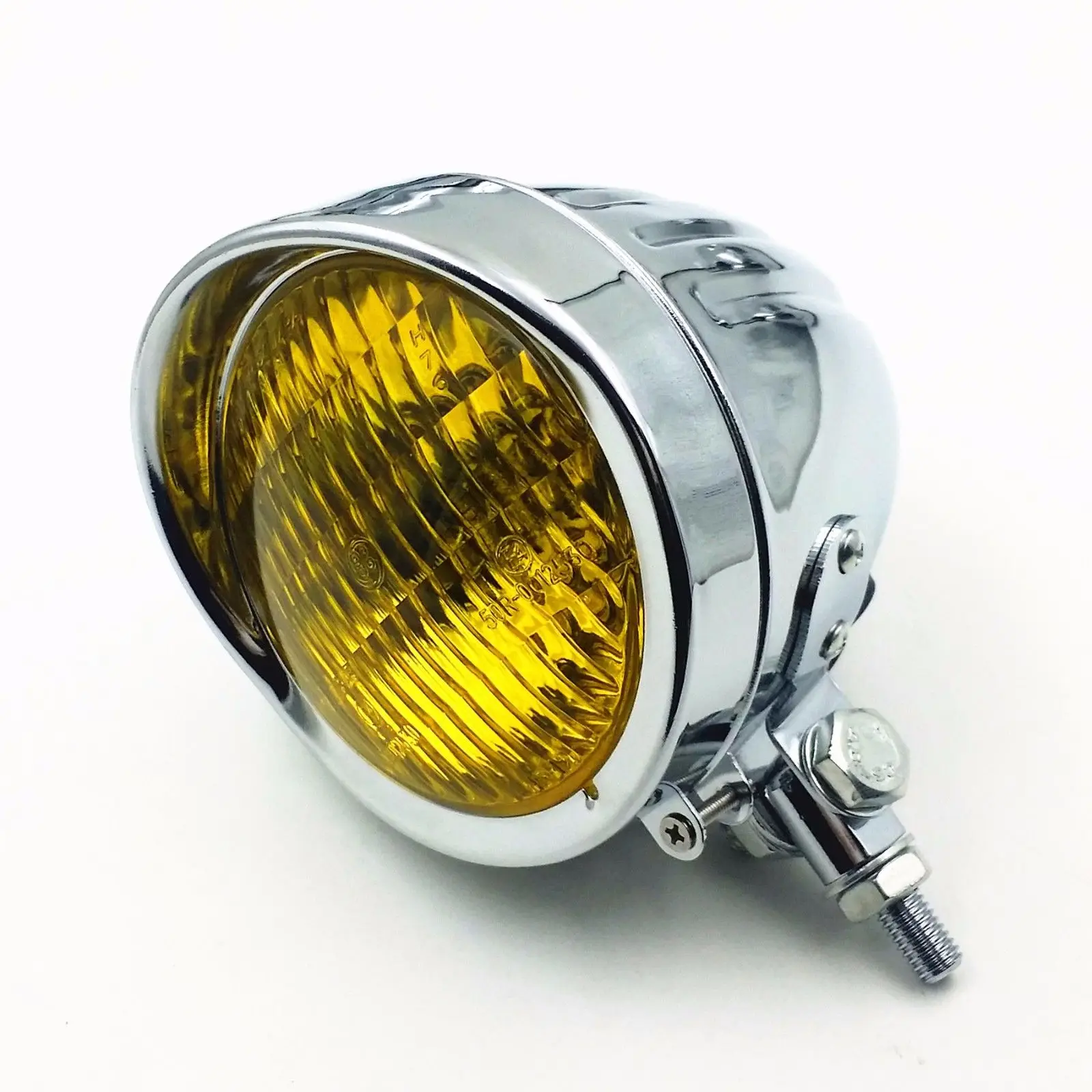 Янтарный 60 Вт пуля мотоцикл H4 фара крейсер Чоппер поплавок кафе гонщик| |