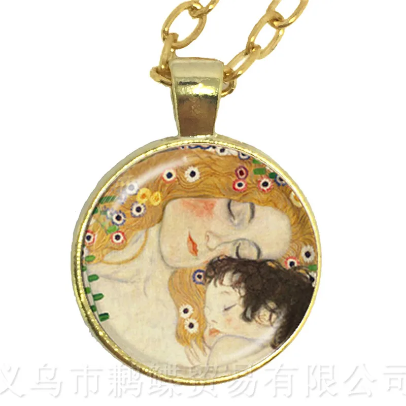 Ожерелье на День Матери Gustav Klimt The Kiss Art Ювелирное Украшение кулон ожерелье DIY