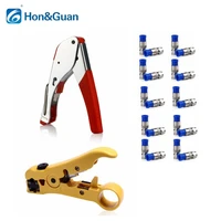 1set network tool with 1pc compression crimp 20pcs rg6 connectors 1pc cable cutter tool wire stripper stripping tool
