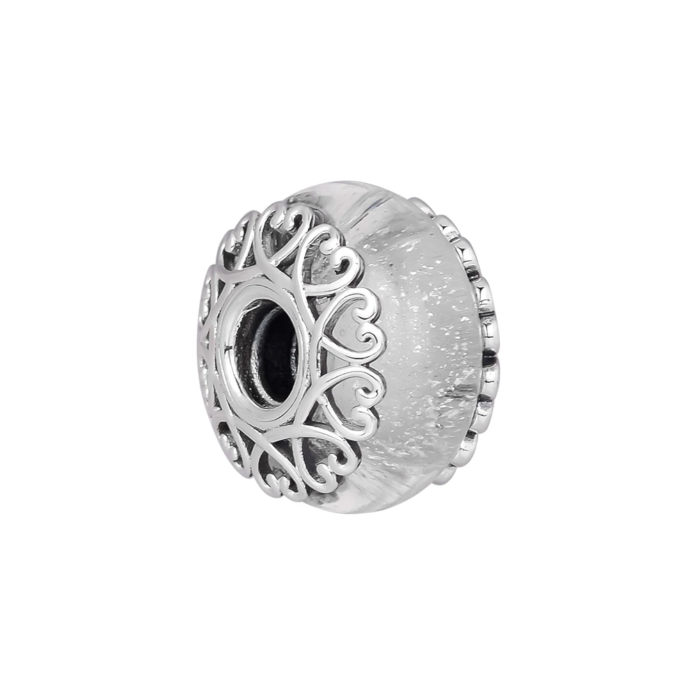 CKK Iridescent White Glass Charm Bead Fit Original Bracelets sterling silver jewelry woman DIY beads for making | Украшения и
