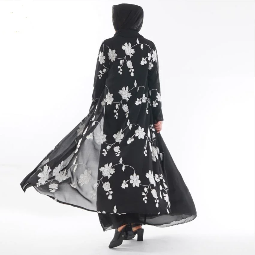 Мусульманское платье для взрослых с цветочной вышивкой abaya арабское