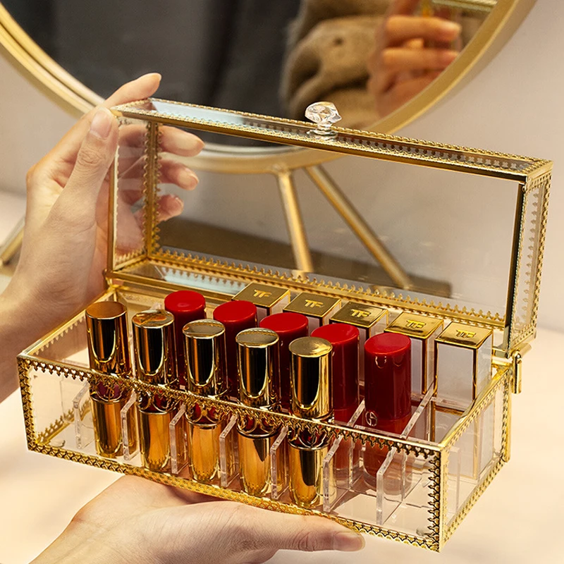Шикарный органайзер для макияжа из акрилового стекла хранения помады держатель