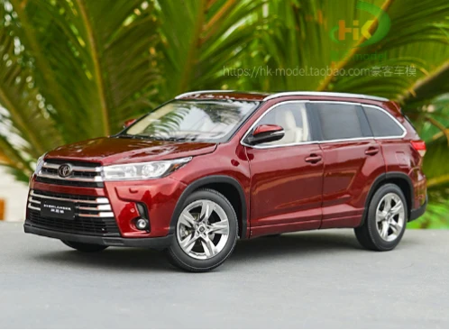Красный 1/18 все новые TOYOTA Highlander литая модель автомобиля SUV игрушки для детей рождественские подарки коллекция с новой коробкой - Цвет: Красный