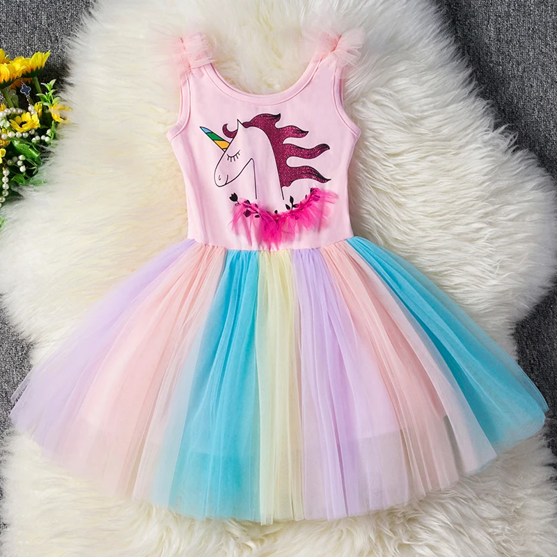 Fancy Summer Tutu Dress for Girls Dresses Kids Unicorn Vestidos Princess Birthday Party Costumes Children Clothes | Детская одежда и