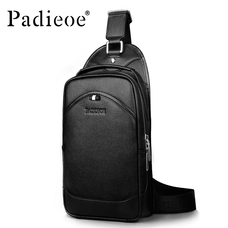 Мужская сумка Кроссбоди Padieoe черная из натуральной кожи 2019|bag free|leather crossbody bagmens