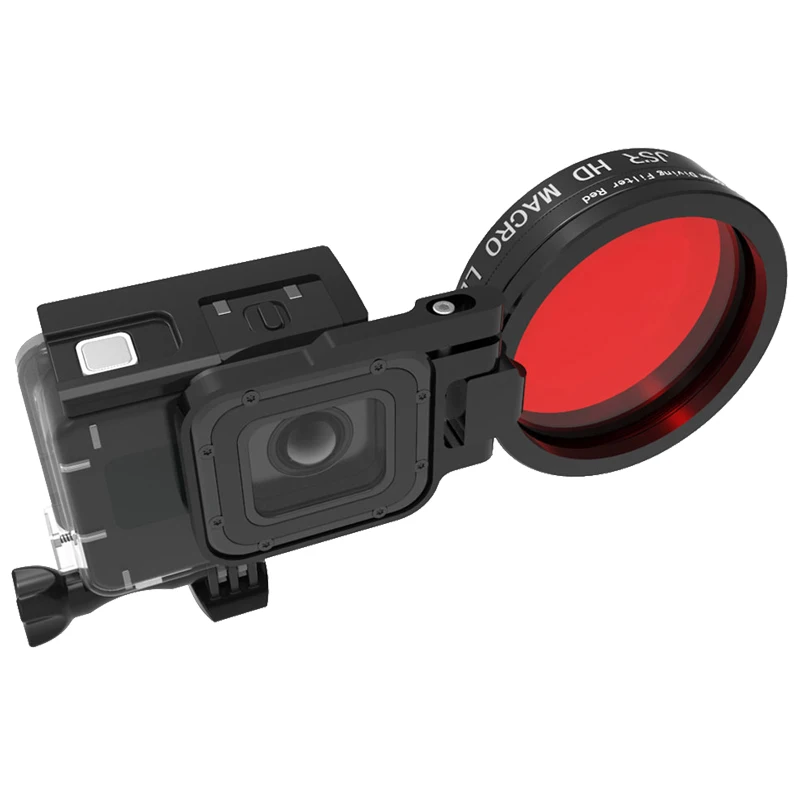 Для экшн-Камеры GoPro Hero 7 экшн Камера фильтр 24X макро объектива для дайвинга Красные кольцо-переходник для фильтра для экшн-камеры GoPro Hero 5/6/7, Водонепроницаемый Корпус