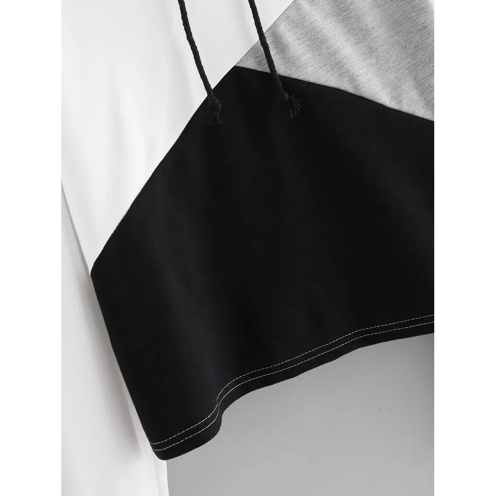 Стильная Милая укороченная толстовка с капюшоном для женщин Свободный пуловер в