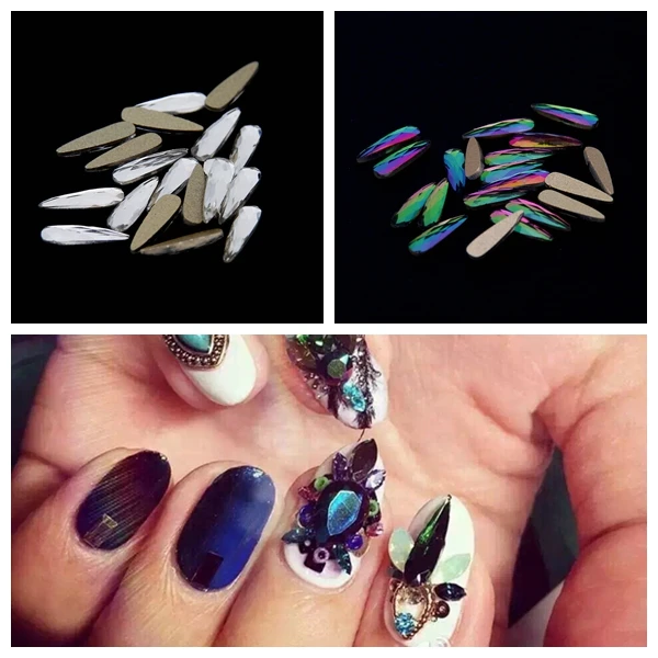5 шт много цветов длинные капли воды Flatback Стеклянные стразы для украшения ногтей