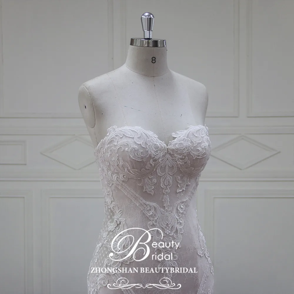 Женское свадебное платье без рукавов Beautybridal кружевное трапециевидной формы с