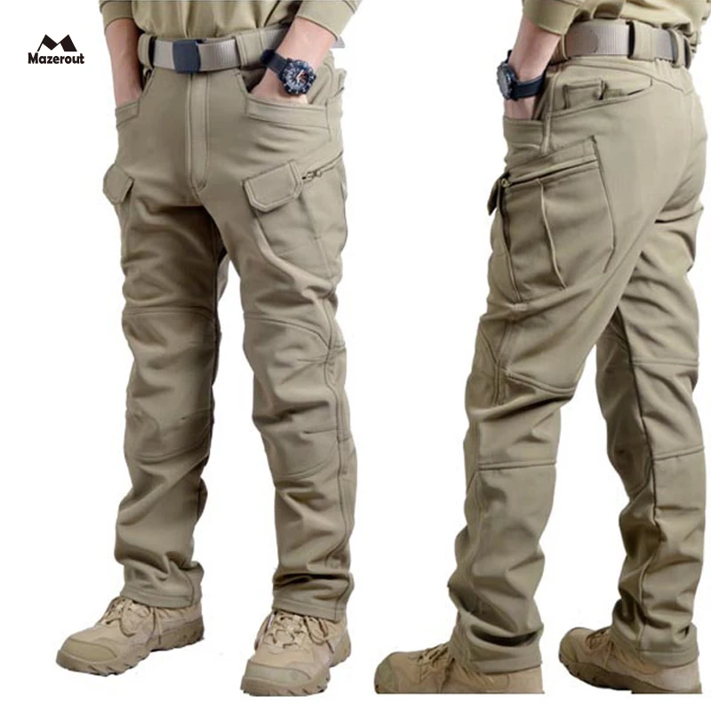 MAZEROUT для мужчин зимние водонепроницаемые охотничьи Тактические SharkSkin Softshell Военная униформа брюки для улицы армейские походные Кемпинг 3XL P43
