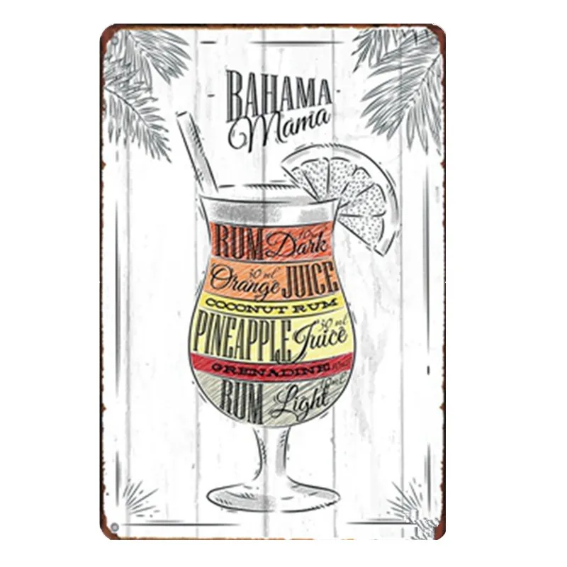 Русский для водки пива металла плакат Bahama Маргарита Пина томатный Drink Wine
