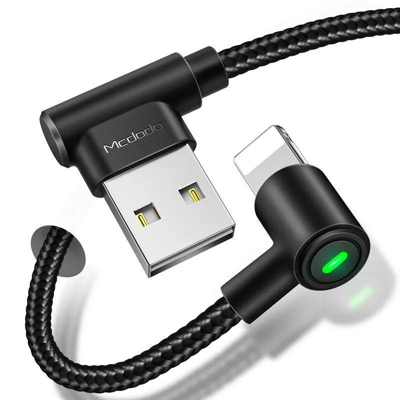 For iPhone Black MCDODO USB светодиодный кабель для быстрой зарядки и передачи данных для iPhone 11 Pro XS MAX X XR 8 7 6 Plus 5 6s s USB кабель для зарядки мобильных телефонов - Цвет: For iPhone Black