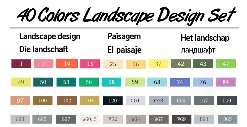 40 Landscape Set TouchFIVE 30/40/60/80/168 Цвет маркер для рисования набор двойной головой художественный эскиз жирной на спиртовой основе маркеры для анимации товары для рукоделия - Цвет: 40 Landscape Set