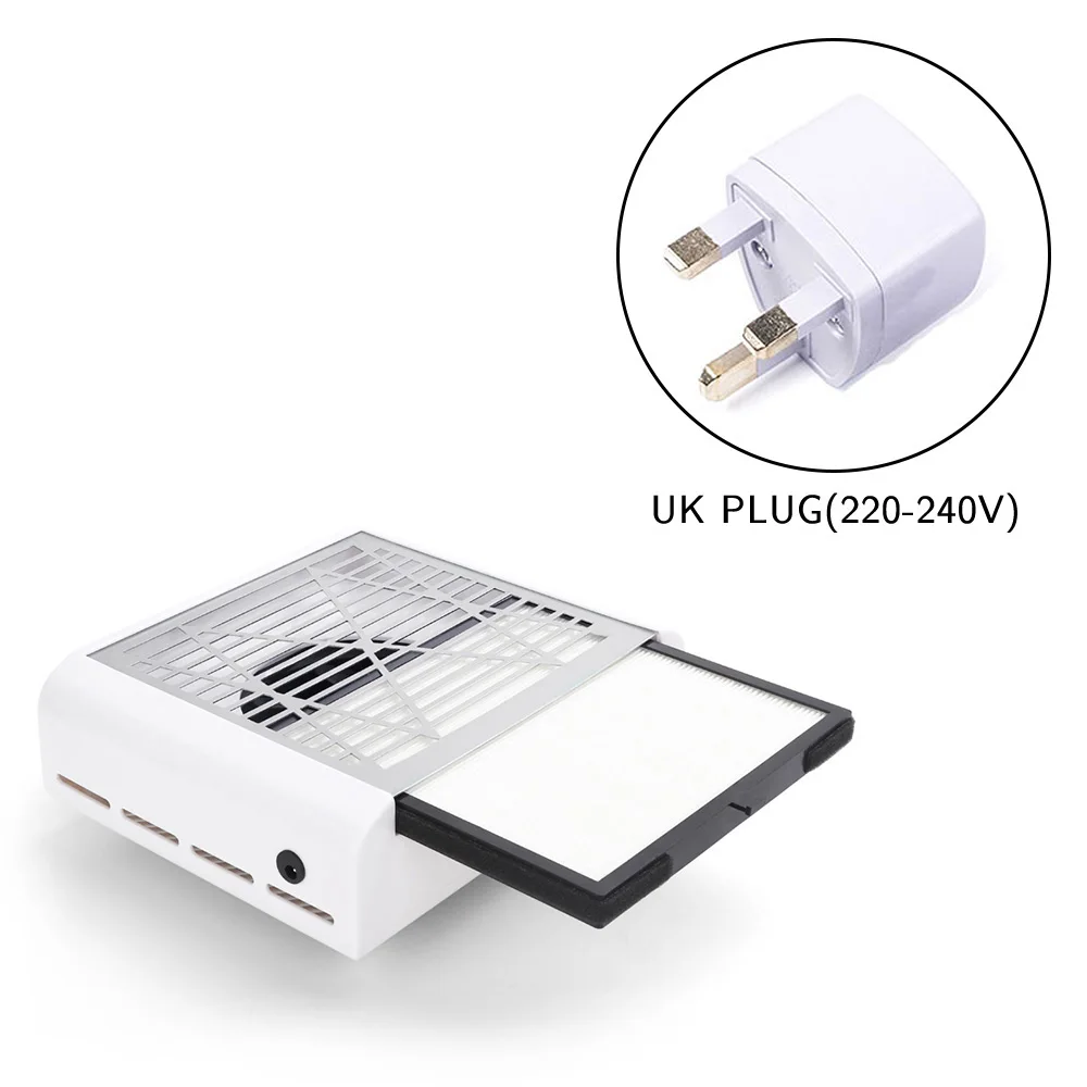 UK plug 40 Вт мощный сборщик пыли для ногтей, вентилятор для маникюра, салонный всасывающий пылесборник, пылесос, вентилятор - Цвет: UK plug