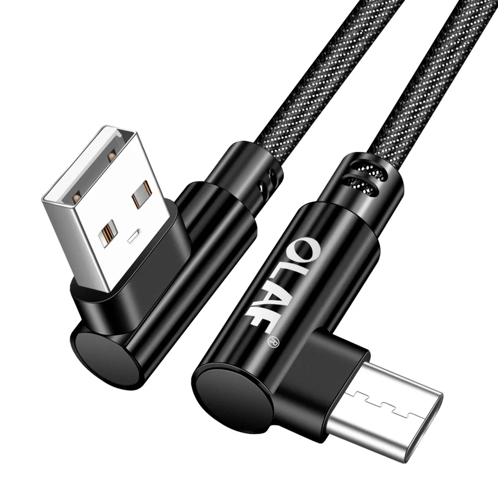 Олаф 2.4A usb type C кабель 0,25 м 1 м 2 м Быстрая зарядка type-C кабель для huawei P30 P20 mate 20 Pro зарядное устройство для телефона Быстрая зарядка кабель - Цвет: Black