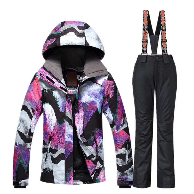 Ski Suit Women Winter Skiing Jacket + Pants Thermal Thicken Snow Sportswear Waterproof Breathable Snowboard Sets | Спорт и