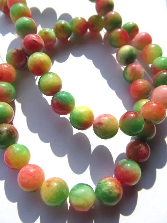 wholesale 5strands 12mm jade gergous round ball green cherry clear blue mixed charm jewelry bead | Украшения и аксессуары