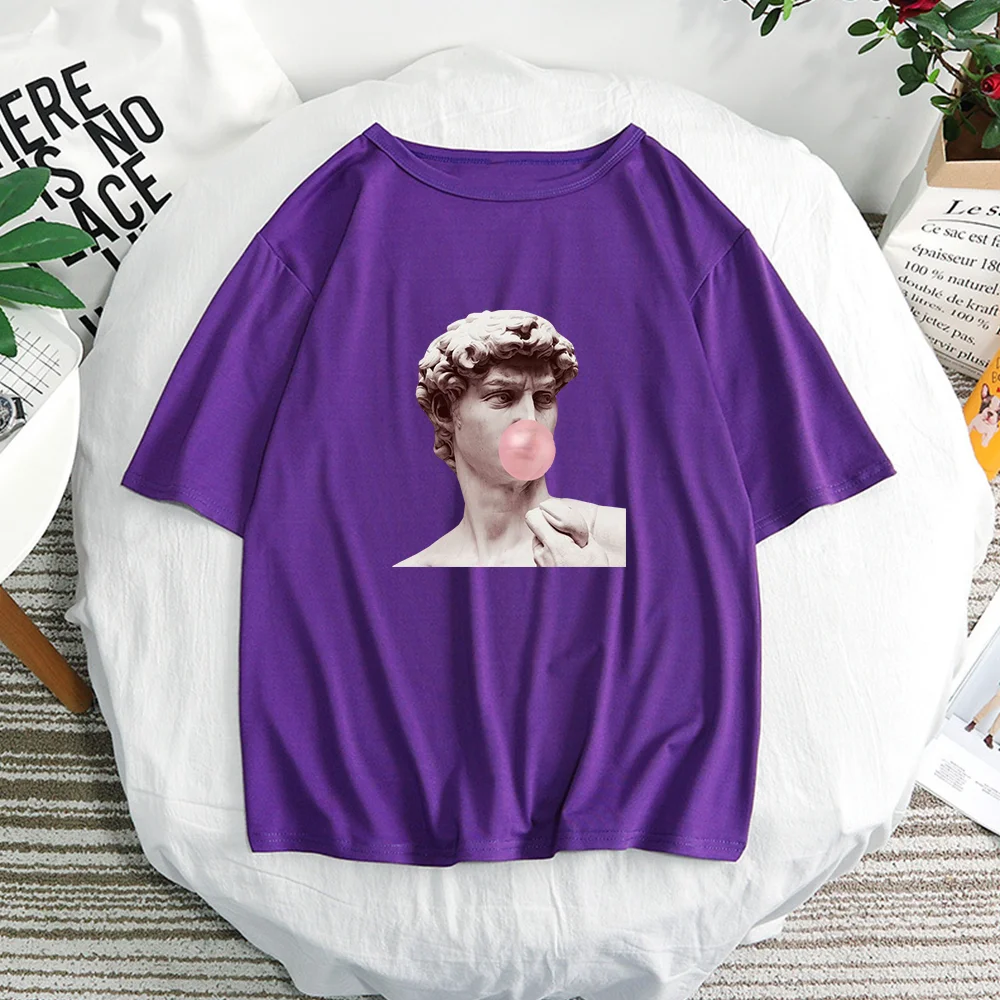 Женская хлопковая рубашка с принтом David модная повседневная коротким рукавом и