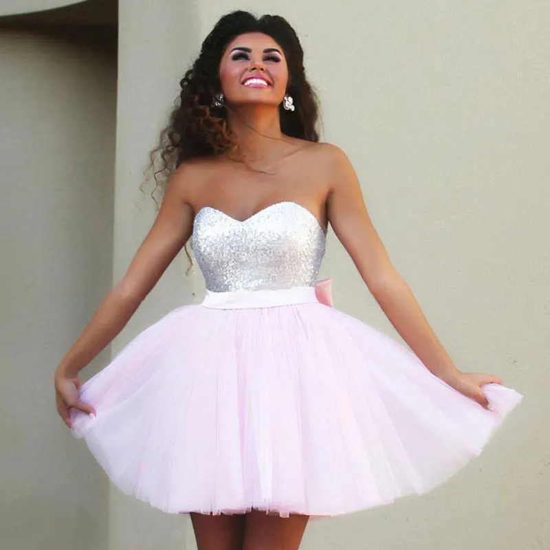 Новое поступление Элегантное Длинное Вечернее Платье vestido de noiva вечерние короткие vestido noiva sereia sequin розовые мини сексуальные без бретелек - Цвет: light link