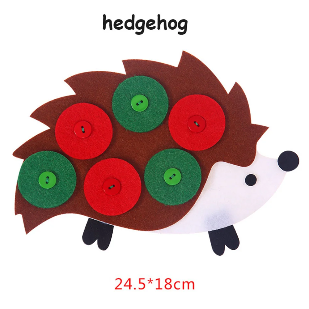 hedgehog DIY мультфильм Ткань Животное Руководство Искусство для детского сада ремесла Монтессори обучающие средства ручной Молнии Кнопка Математическая головоломка игрушка для детей - Цвет: hedgehog