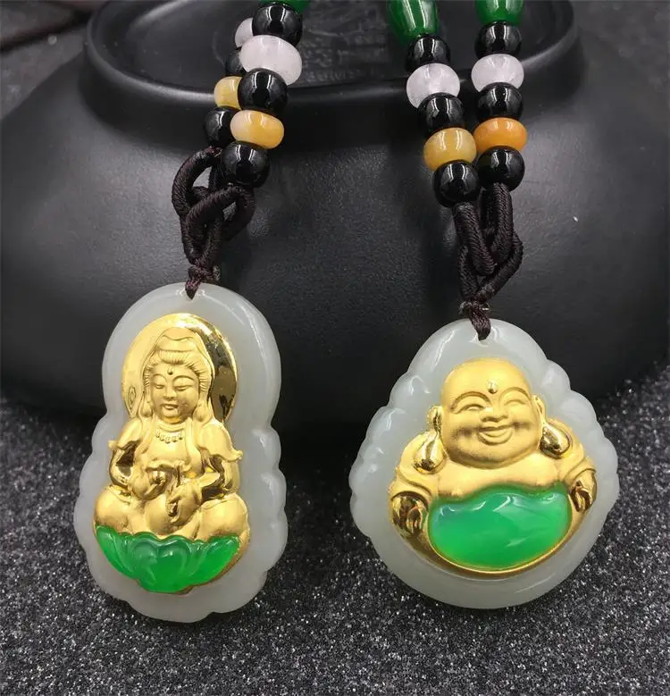 Новое ювелирное изделие новый дизайн скидка 2018 золотой кулон Будды нефрита